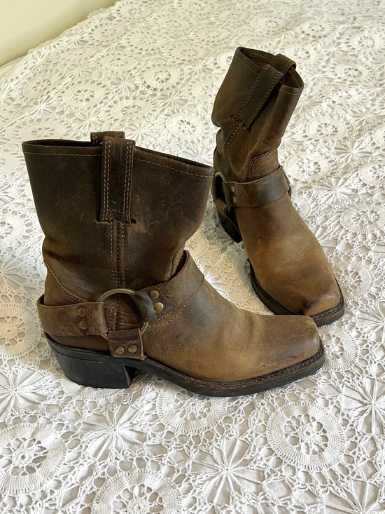 Frye Shoes - Frye brown harness ankle motorcycle boots